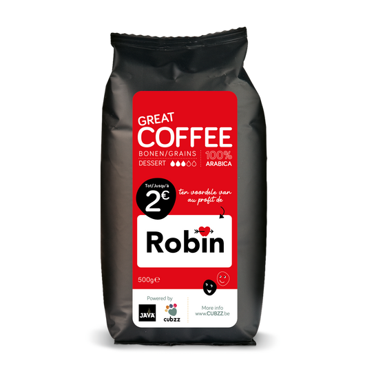 1 SACHET (500 g) DE GRAINS DE CAFÉ CUBZZ PREMIUM - contre la pauvreté infantile à l'école (Fondation Robin)