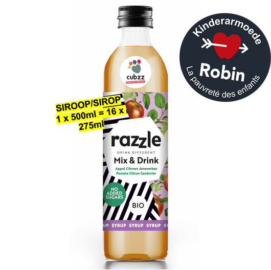 CUBZZ RAZZLE MIX & DRINK SIROOP (1 x 500ml) (voor 16 porties van 275ml) - Jeneverbes + Appel + Limoen
